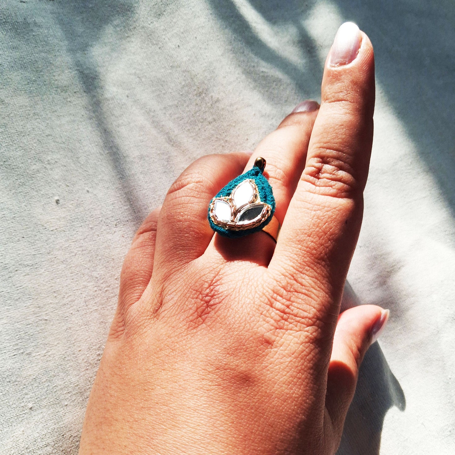 Teal Mirror Ring