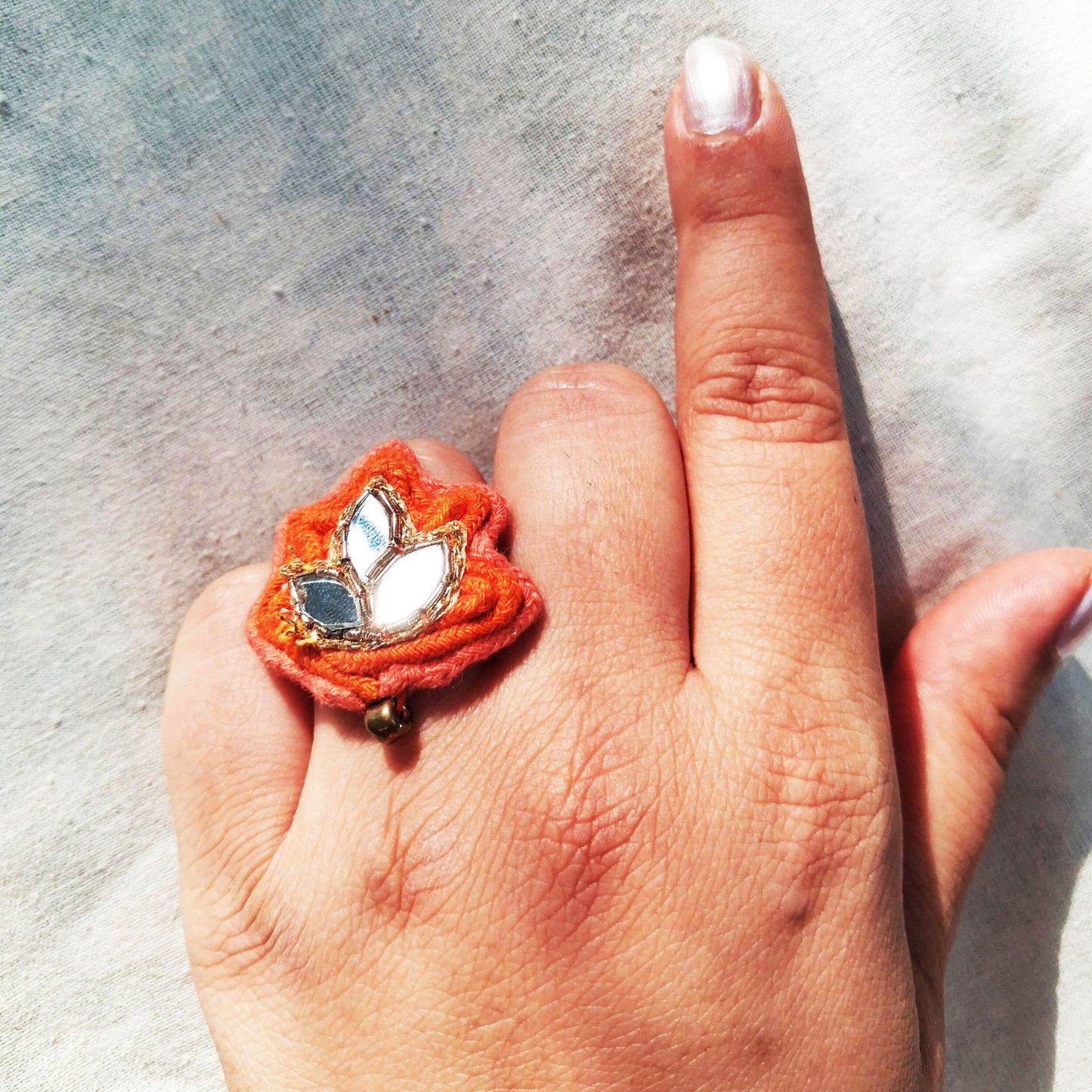Orange Lotus Ring