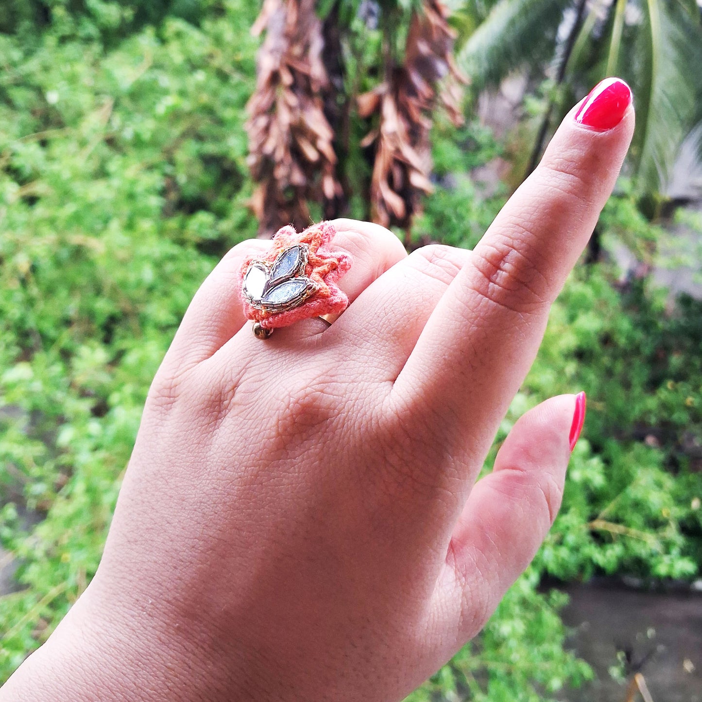 Orange Lotus Ring