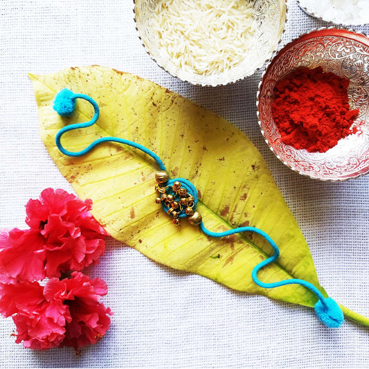 Turquoise Gold Rakhi