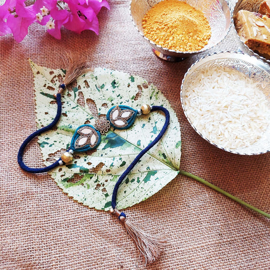 Teal Mirrorwork Rakhi