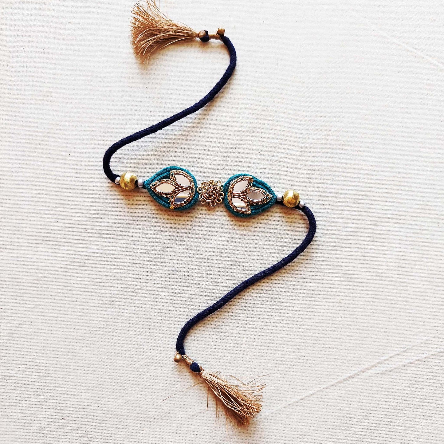 Teal Mirrorwork Rakhi