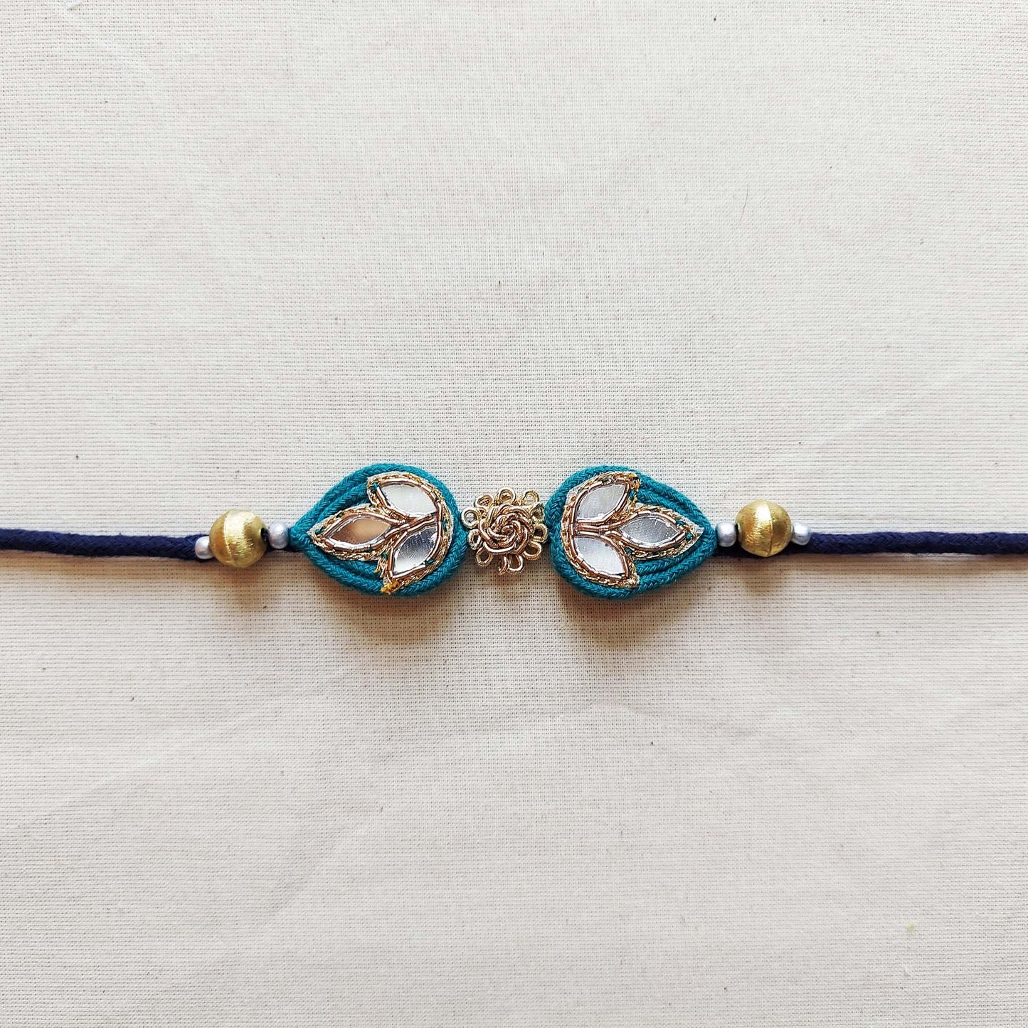 Teal Mirrorwork Rakhi