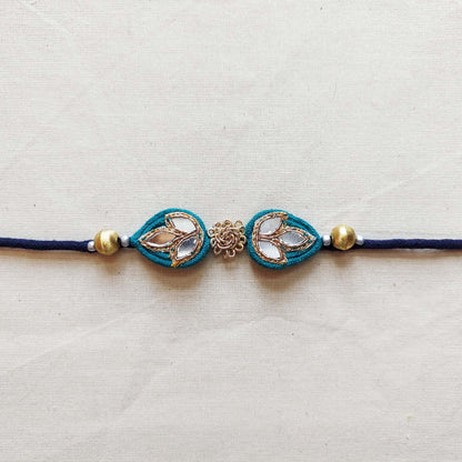 Teal Mirrorwork Rakhi