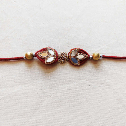 Maroon Mirrorwork Rakhi