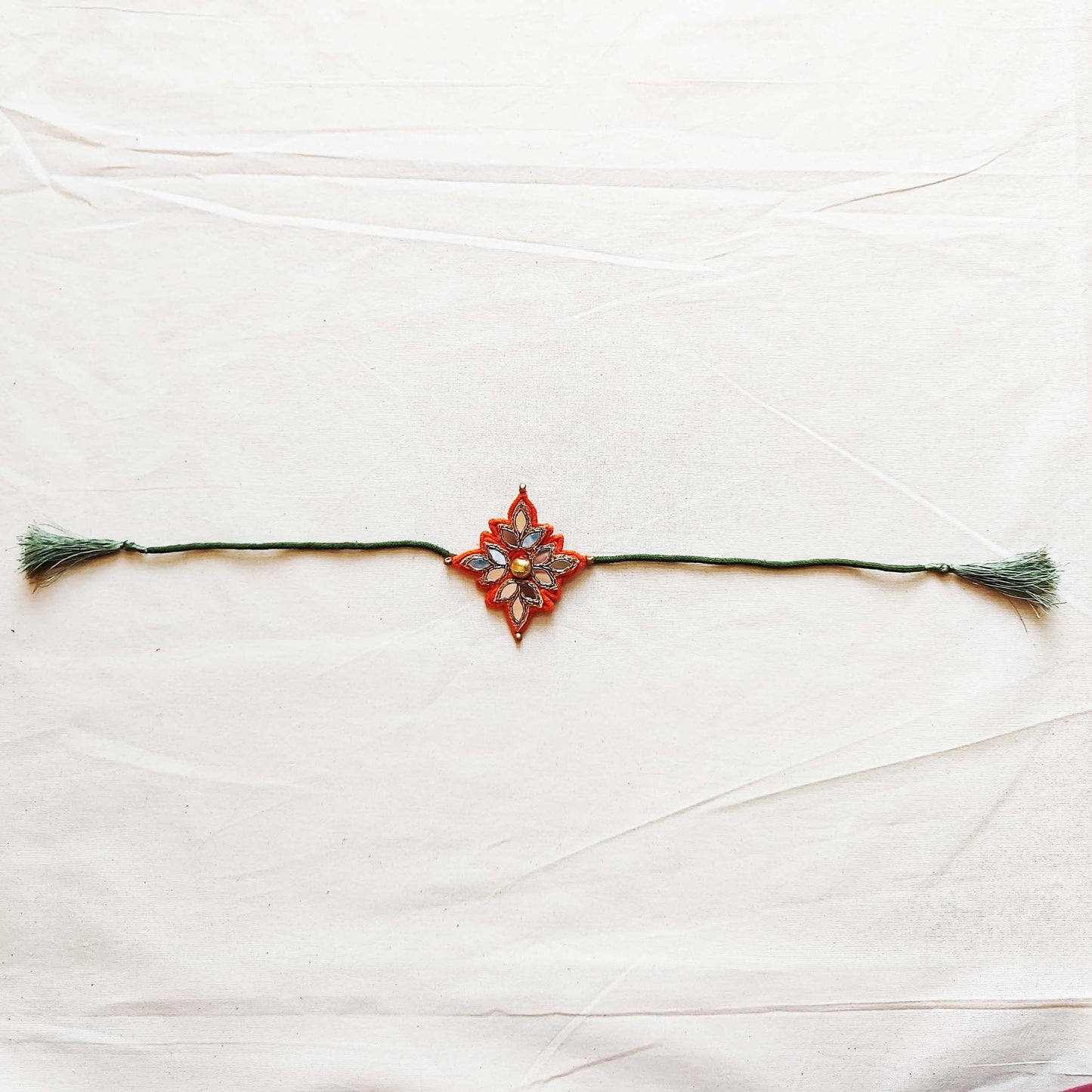Orange Mirrorwork Rakhi