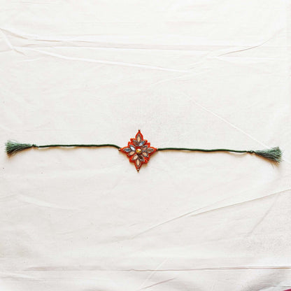 Orange Mirrorwork Rakhi