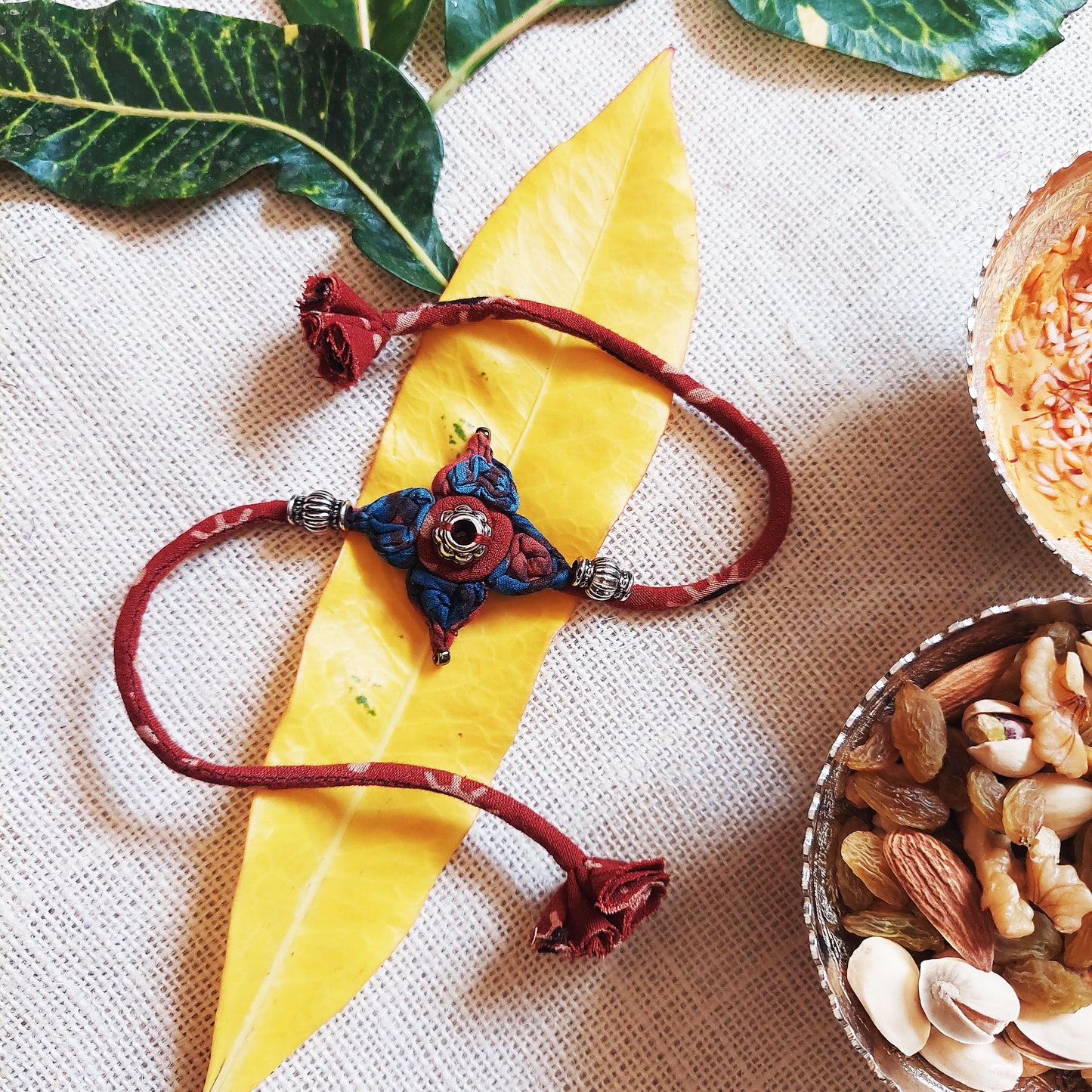 Flower Ajrakh Rakhi