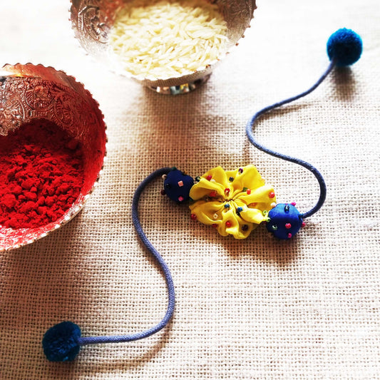 Yellow Silk Flower Rakhi