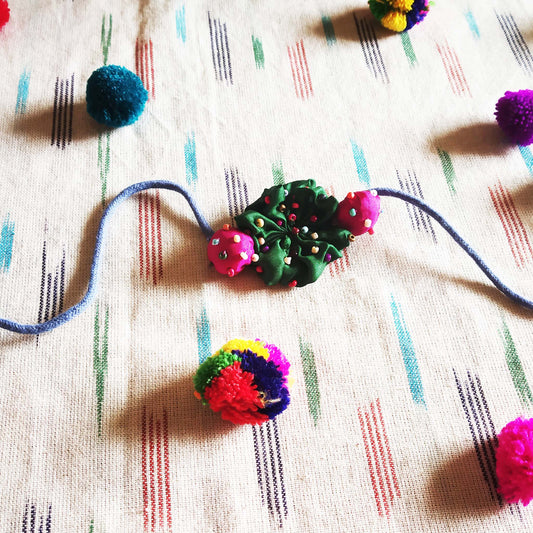 Green Silk Flower Rakhi