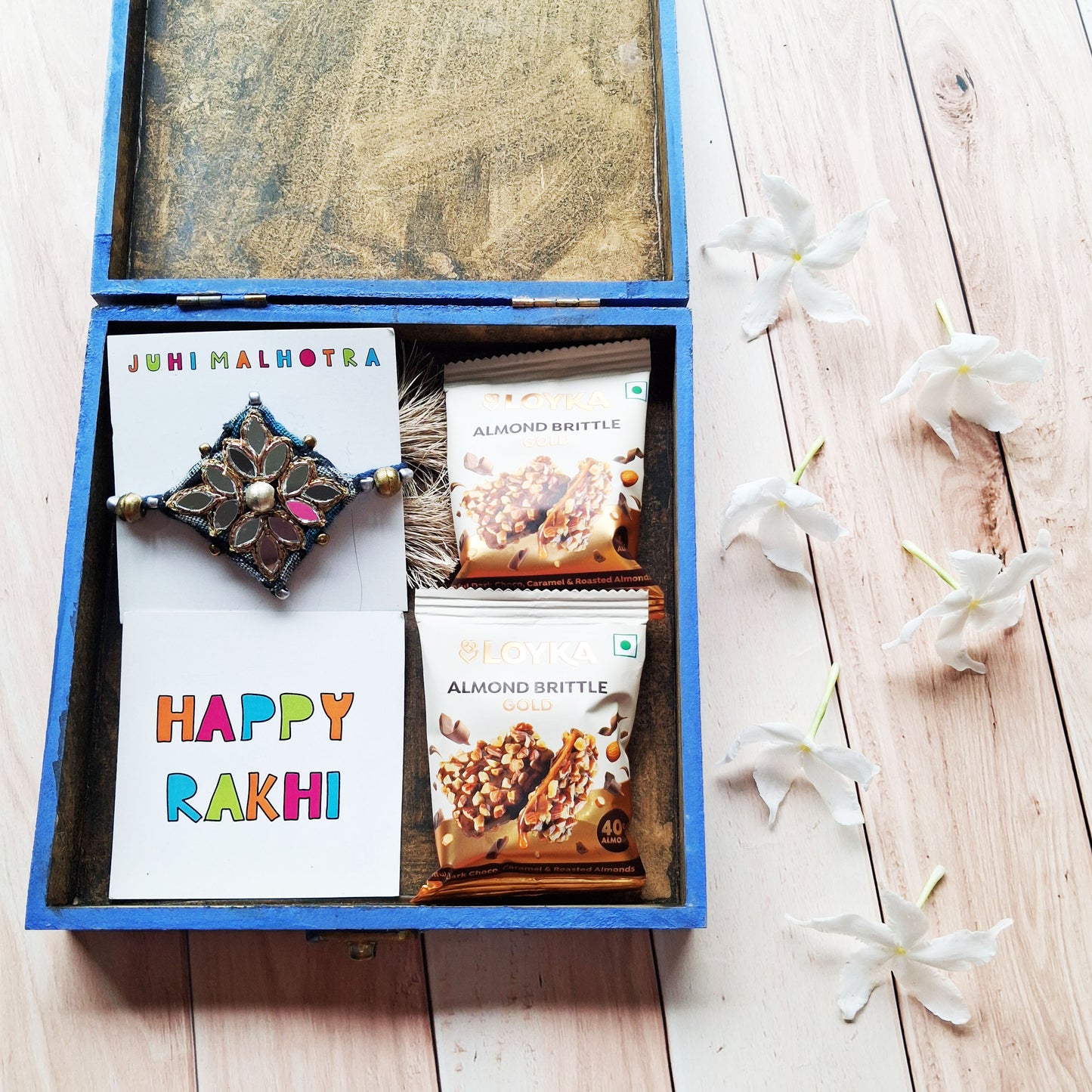 Blue Floral Rakhi Hamper