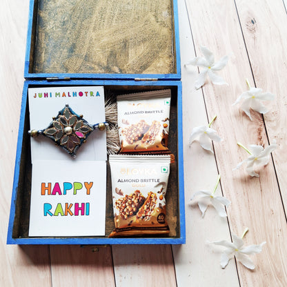 Blue Floral Rakhi Hamper