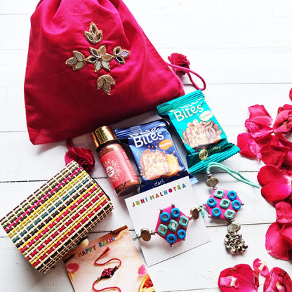 Silken Potli Hamper for Bhaiya Bhabhi