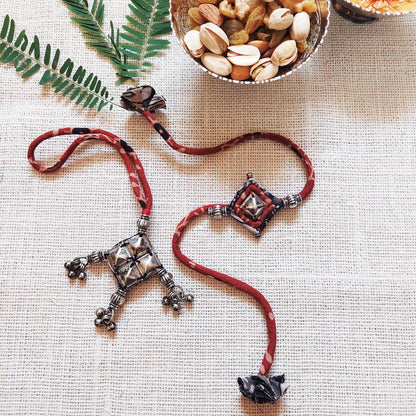Antique Silver Rakhi Lumba Set