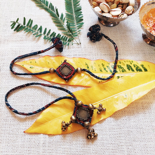 Antique Ajrakh Rakhi Lumba Set