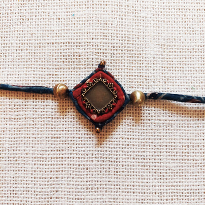 Antique Ajrakh Rakhi Lumba Set