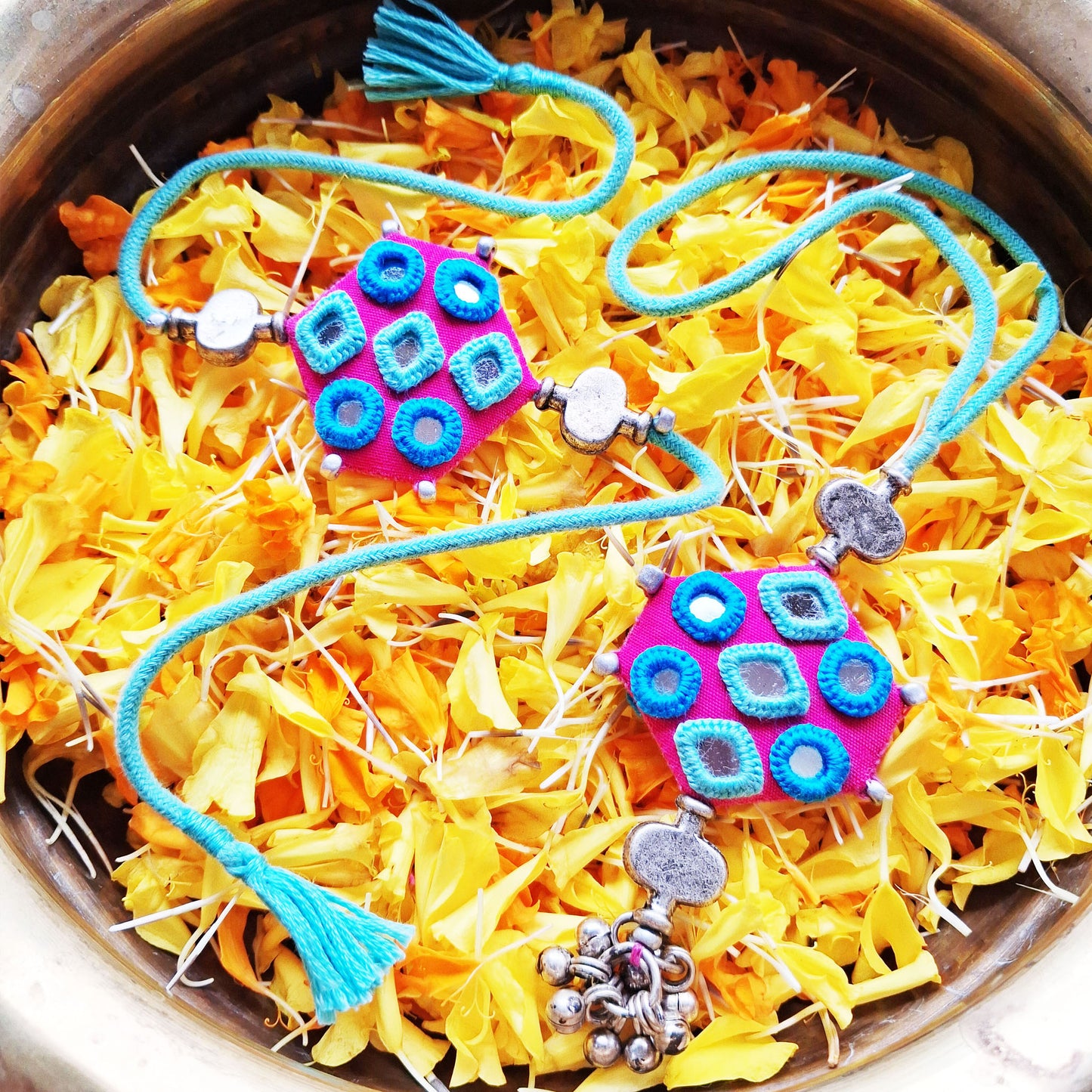 Teal Shaded Rakhi Lumba Set
