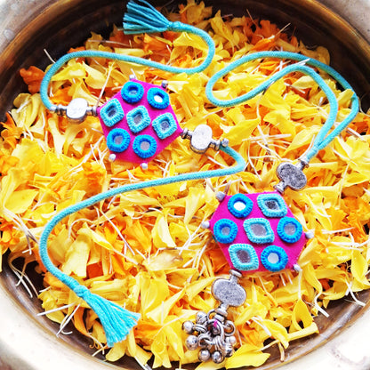 Teal Shaded Rakhi Lumba Set