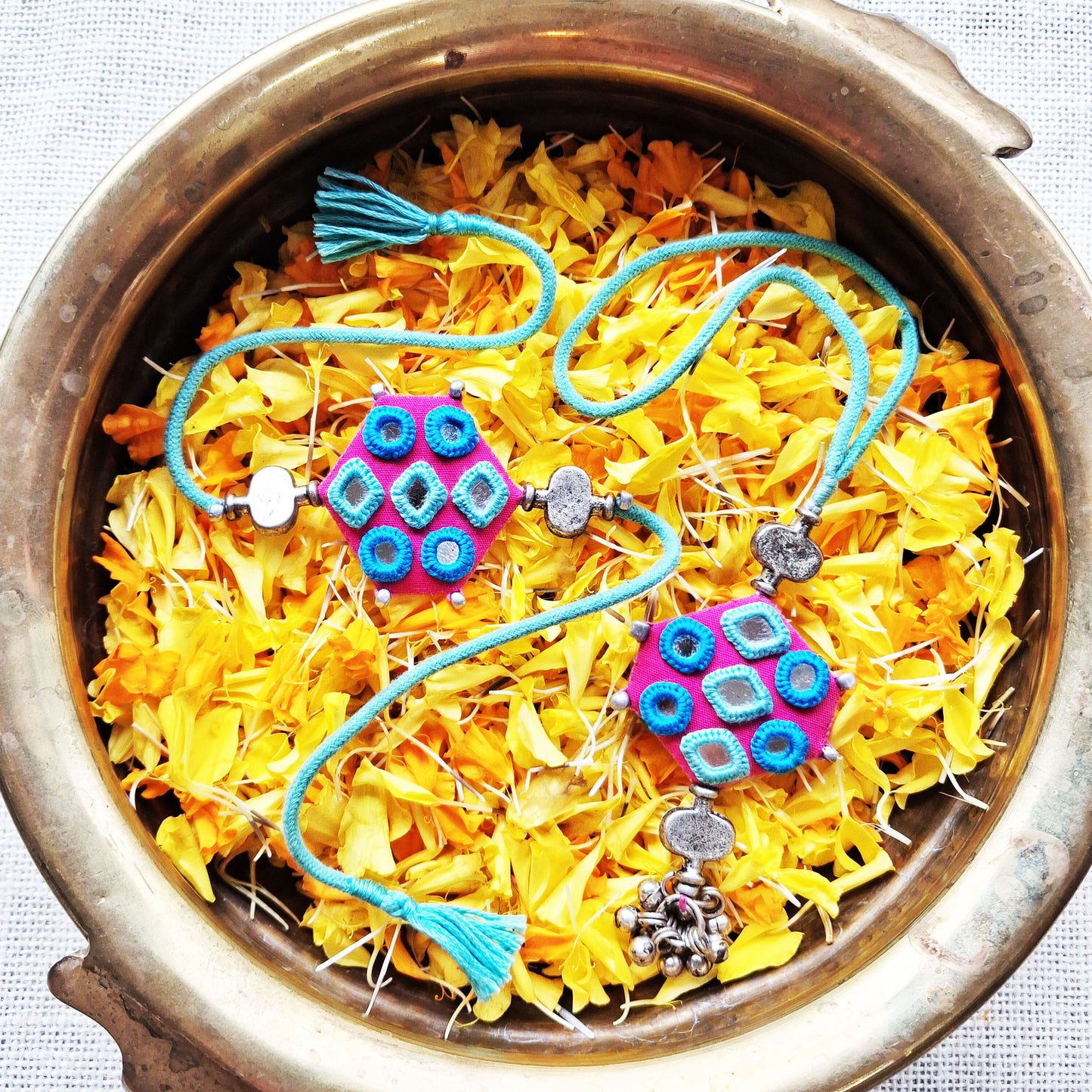 Teal Shaded Rakhi Lumba Set