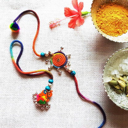 Multicolor Elephant Rakhi Lumba set