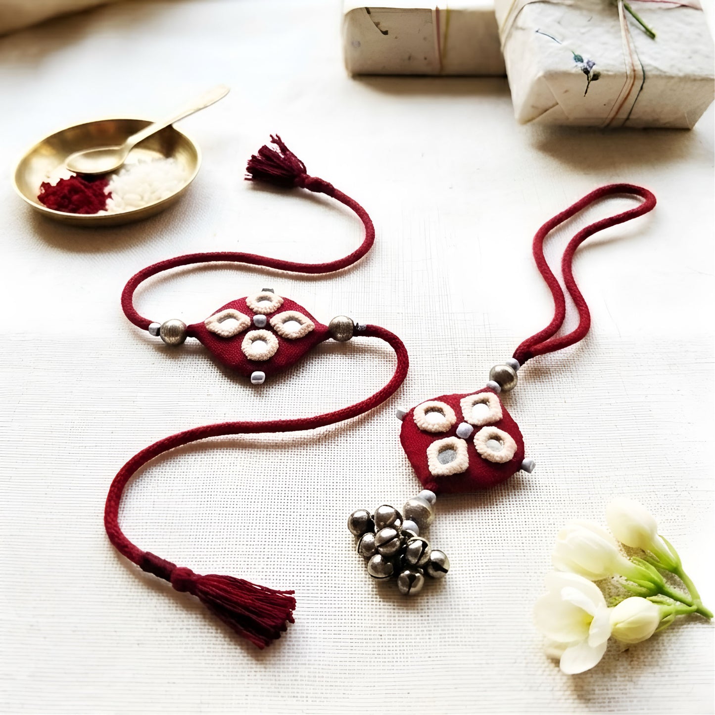 Earthy Mirror Rakhi Lumba Set