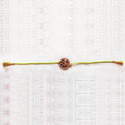 Pink and Green Sitara Rakhi Lumba set