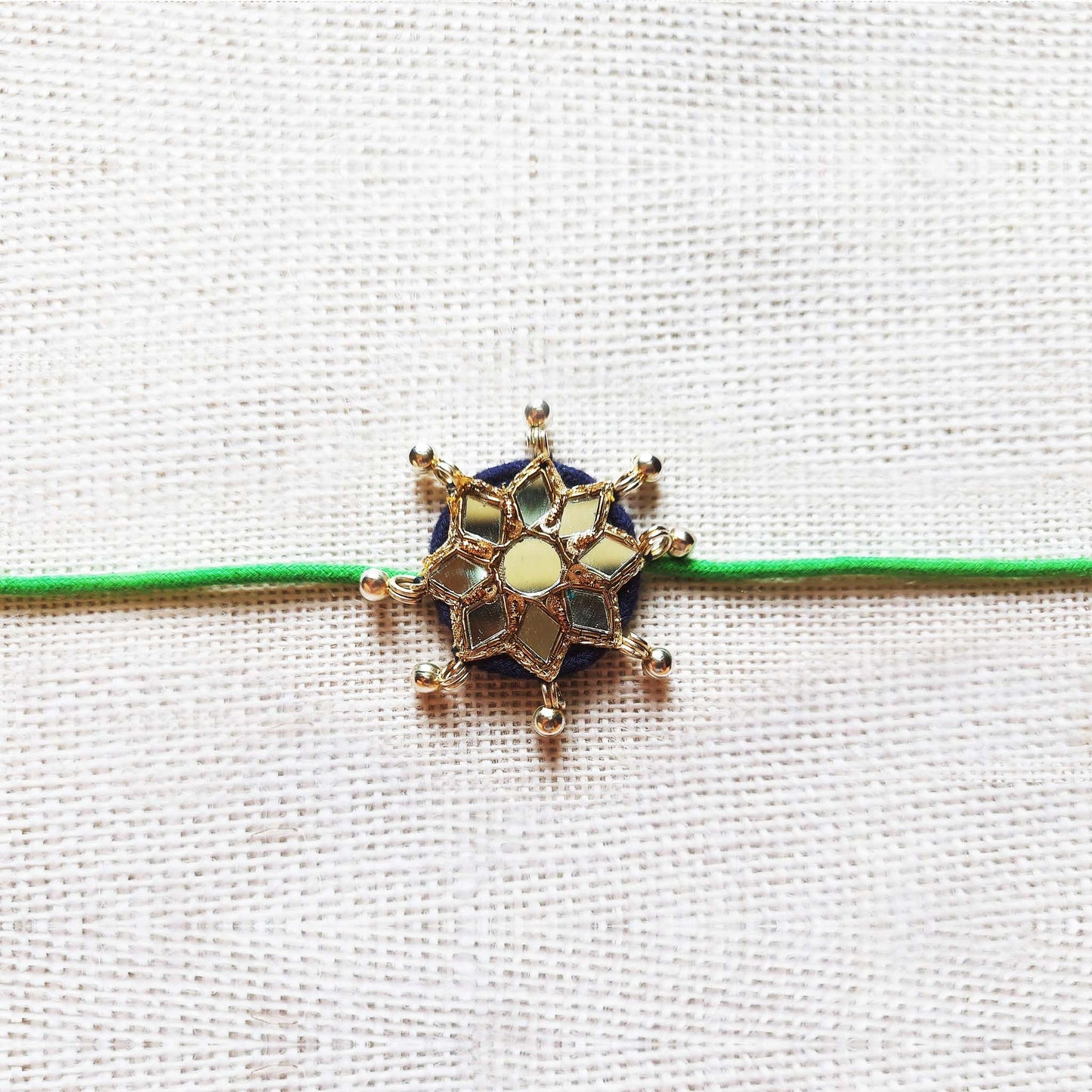 Indigo and Green Sitara Rakhi Lumba set
