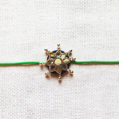 Indigo and Green Sitara Rakhi Lumba set
