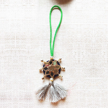Indigo and Green Sitara Rakhi Lumba set
