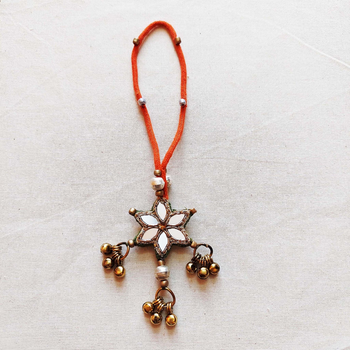 Orange and Green Sitara Rakhi Lumba set