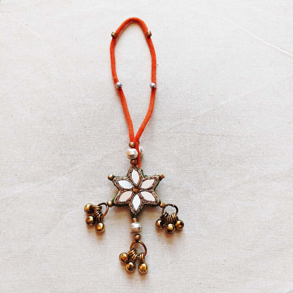 Orange and Green Sitara Rakhi Lumba set