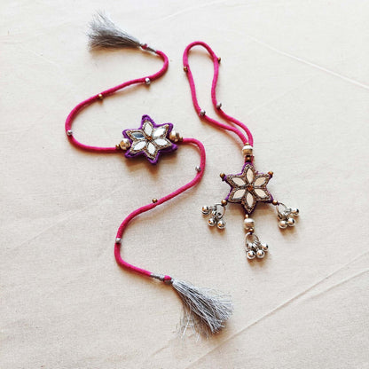 Pink and Purple Sitara Rakhi Lumba set