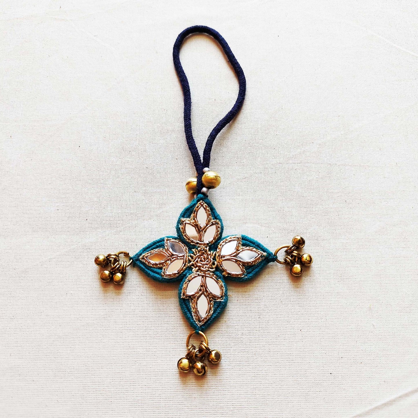 Teal and Indigo Sitara Rakhi Lumba set