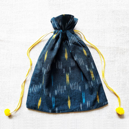 Blue Ikat Ganesha Potli