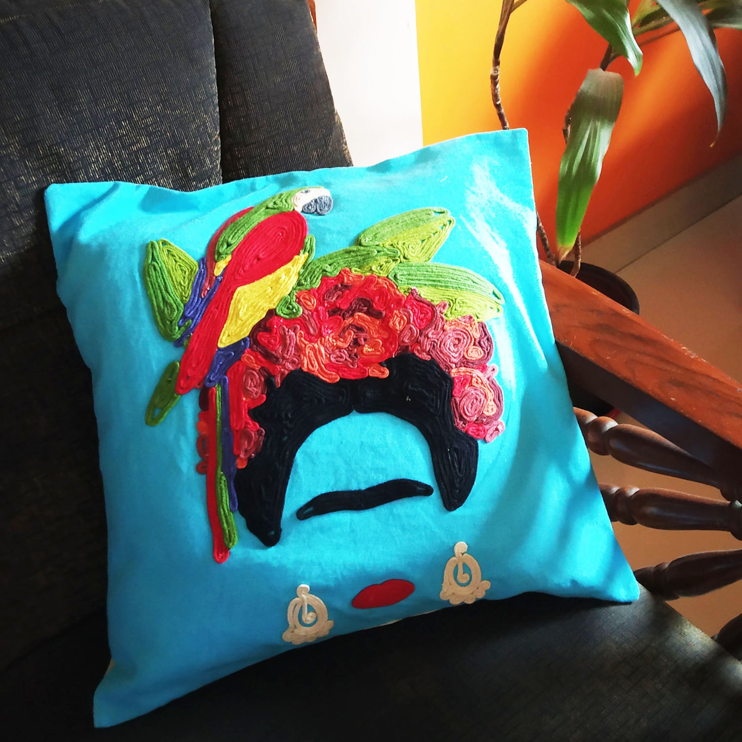 Blue Frida Cushion Cover