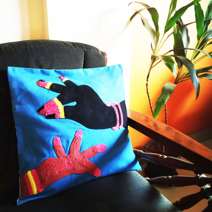 Blue Mudra Cushion Cover