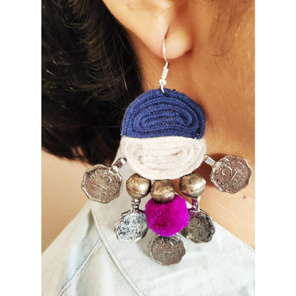 Deep Blue Coin Earrings