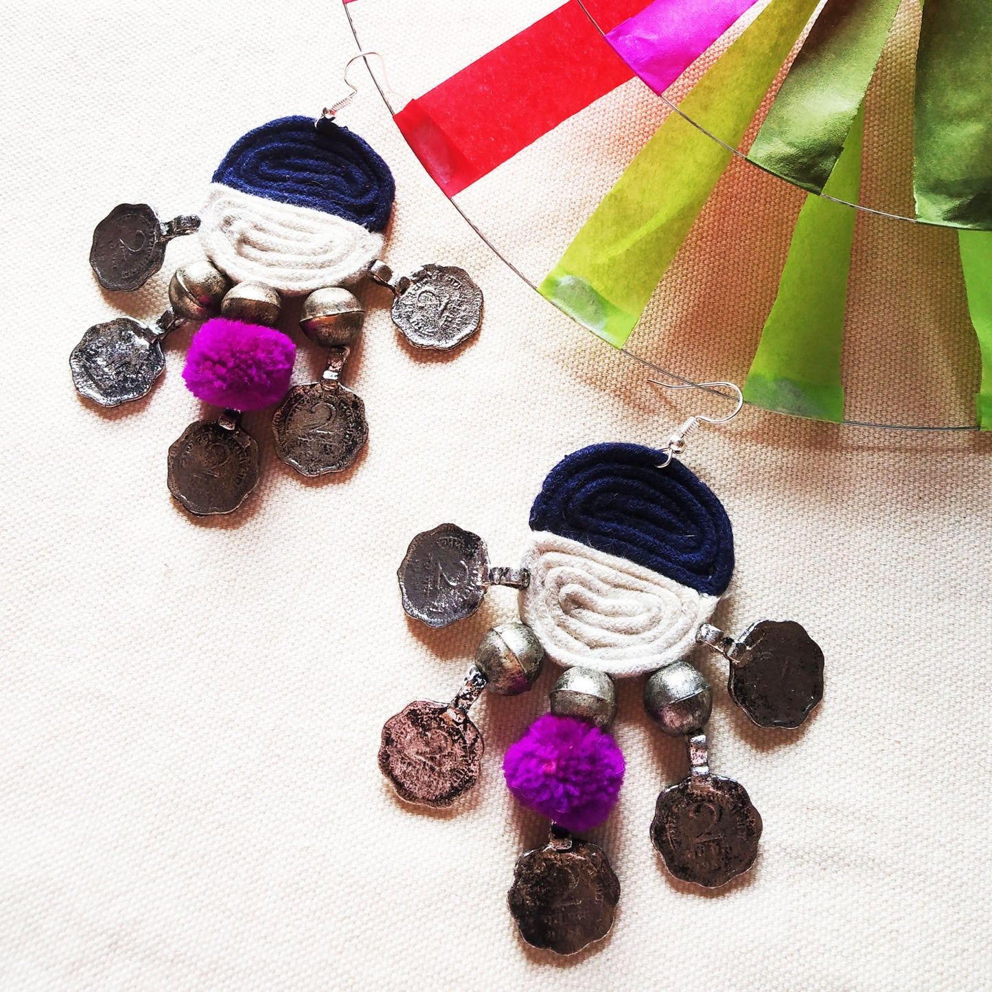 Deep Blue Coin Earrings